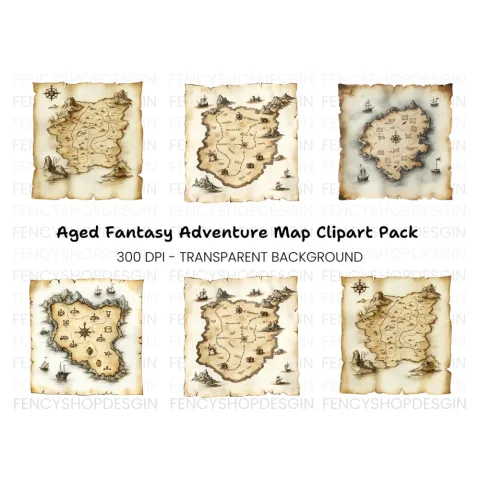 Vintage Treasure Maps Clipart Bundle