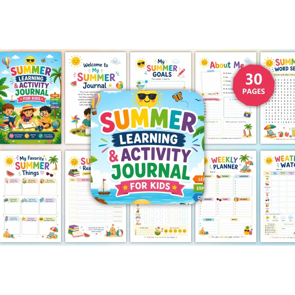 Summer Learning Activity For Kids Journal
