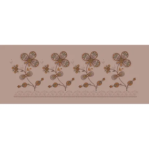 Ornate Four Petal Blossom Sprigs with Lace Base Embroidery Design