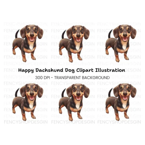 Happy Dachshund Puppy Clipart Bundle