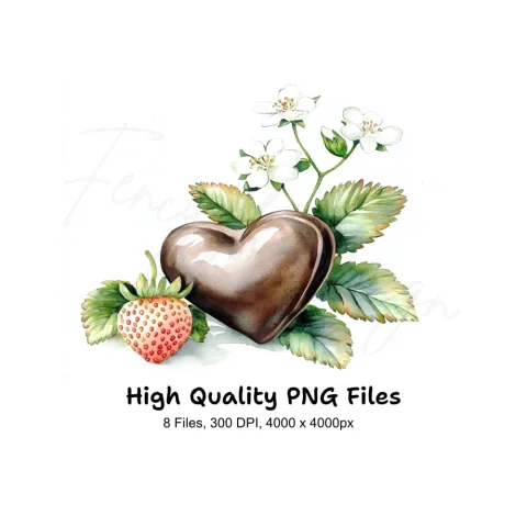 Chocolate Heart Strawberry Clipart Bundle