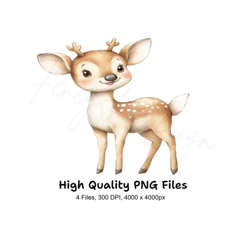 Adorable Baby Deer Fawn Clipart Bundle