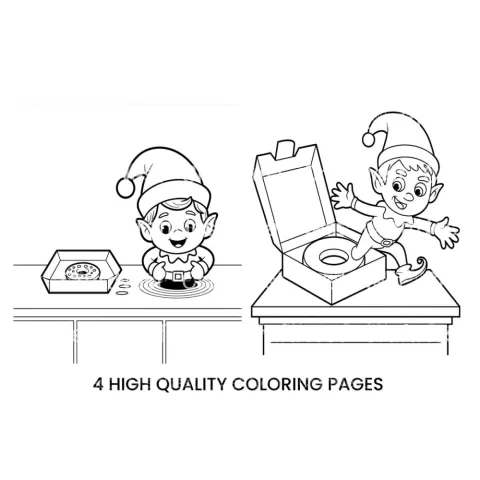 Christmas Elf in Box Coloring Books