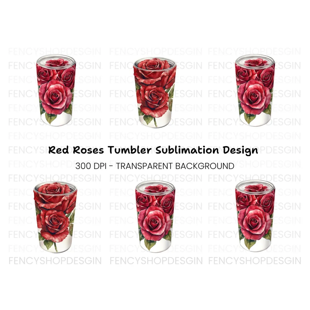 Red Rose Tumbler Clipart Bundle