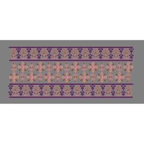 Symmetrical Floral Rosette Border Embroidery Design