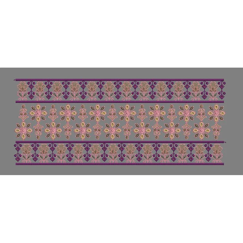 Symmetrical Floral Rosette Border Embroidery Design