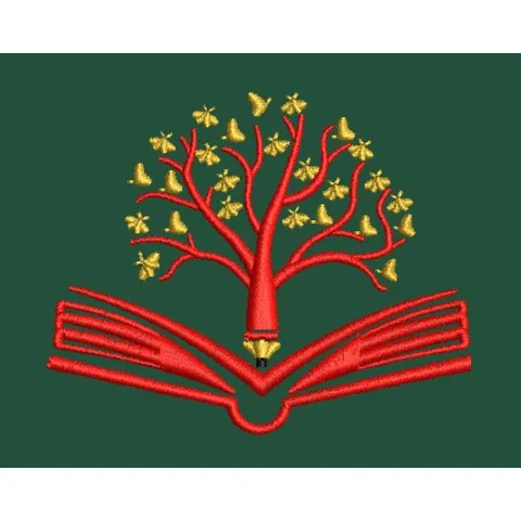 Tree of Knowledge Open Book Motif Embroidery Design