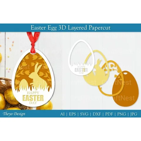 Easter Egg Layered Papercut SVG Bundle