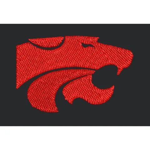 Stylized Feline Profile Emblem Embroidery Design