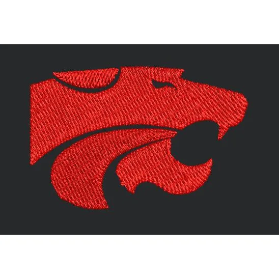 Stylized Feline Profile Emblem Embroidery Design