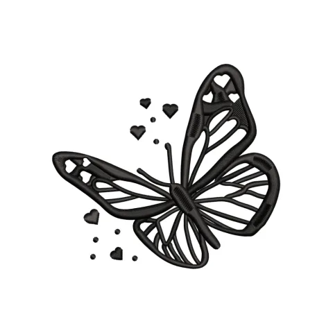 Heart Butterfly Embroidery Design
