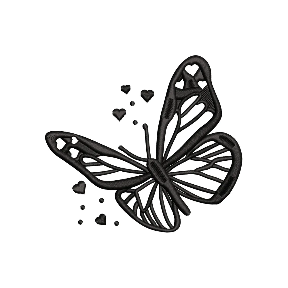 Heart Butterfly Embroidery Design