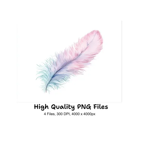 Soft Pastel Feathers Clipart Bundle
