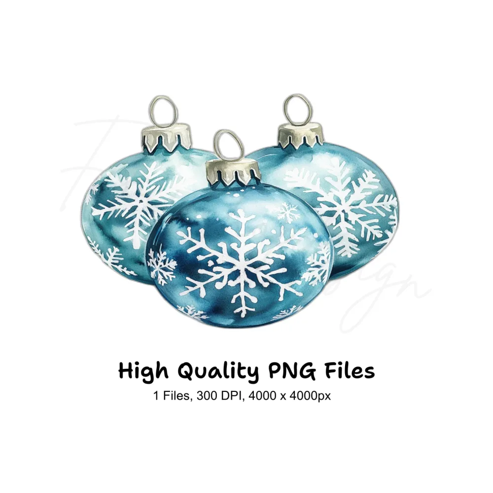 Blue Snowflake Ornaments Clipart Bundle
