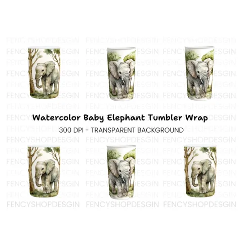 Cute Baby Elephant Clipart Bundle