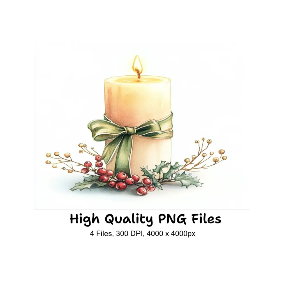 Elegant Christmas Candle Clipart Bundle