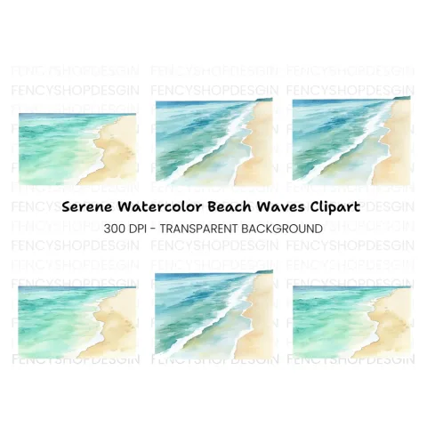 Beach Ocean Waves Clipart Bundle