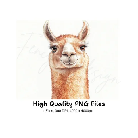 Smiling Llama Head Clipart Bundle