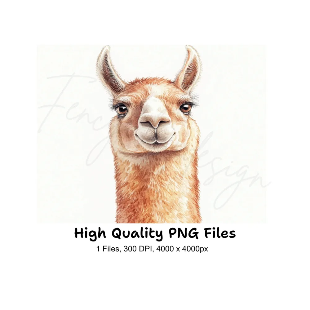Smiling Llama Head Clipart Bundle
