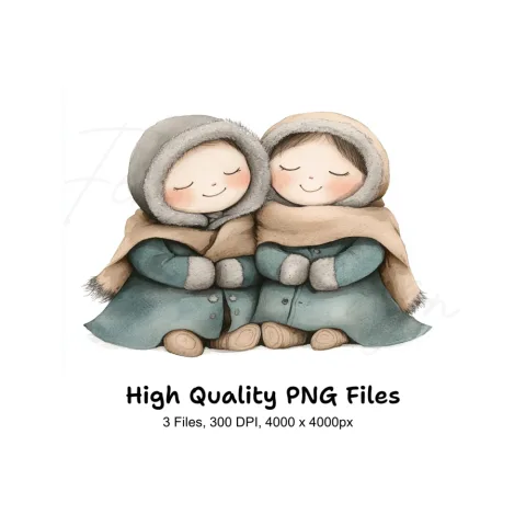 Cute Winter Kids Clipart Bundle