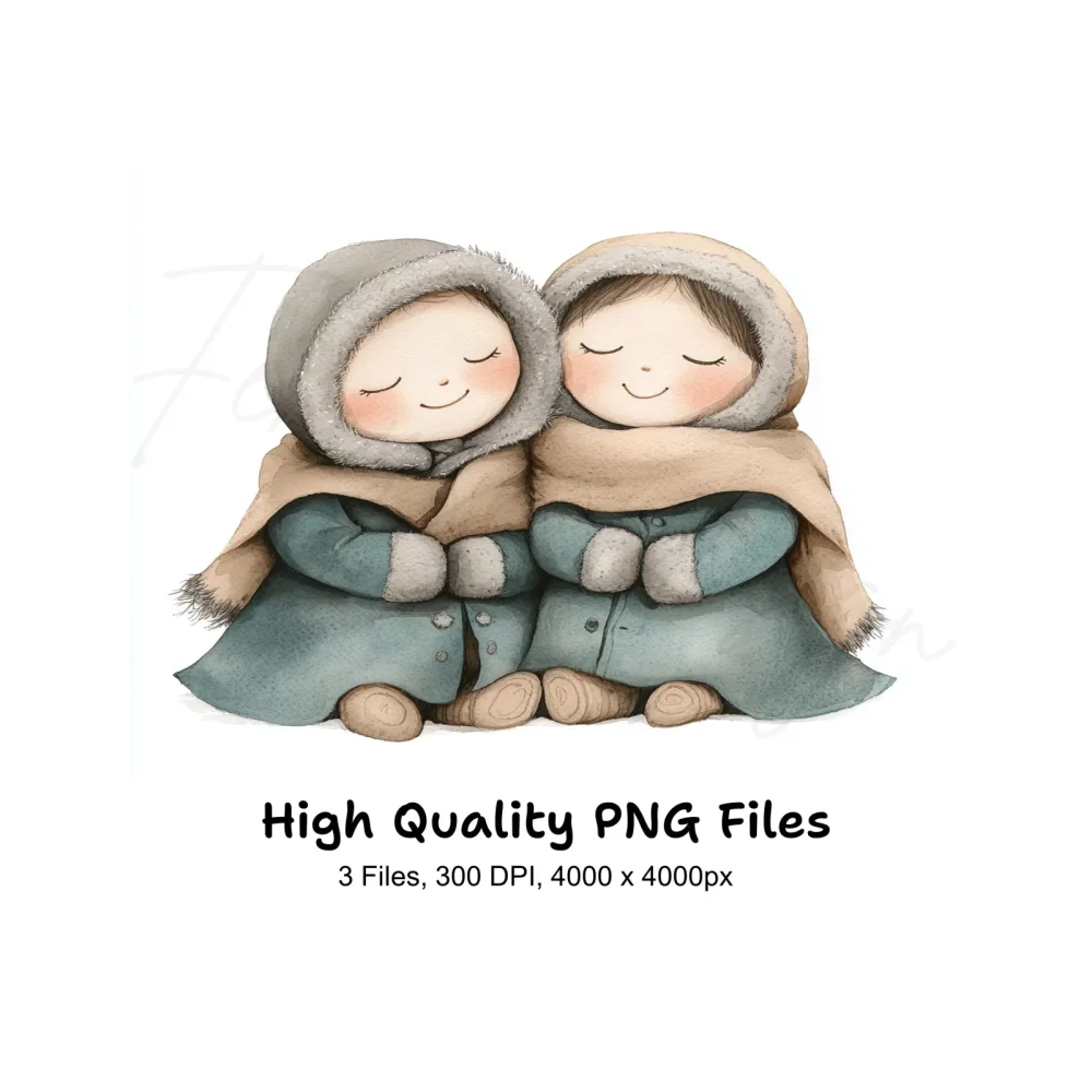 Cute Winter Kids Clipart Bundle