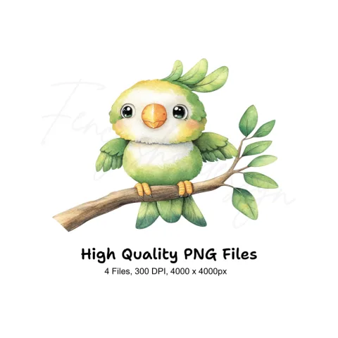 Cute Parrot Clipart Bundle