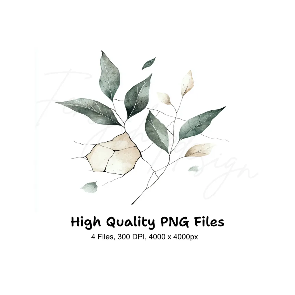 Ethereal Leaf Branches Clipart Bundle