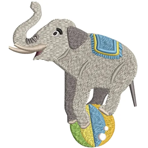 Elephant With Ball Embroidery Design