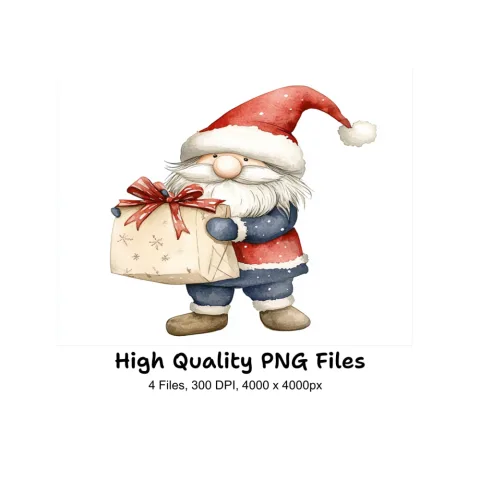 Christmas Gnomes with Presents Clipart Bundle