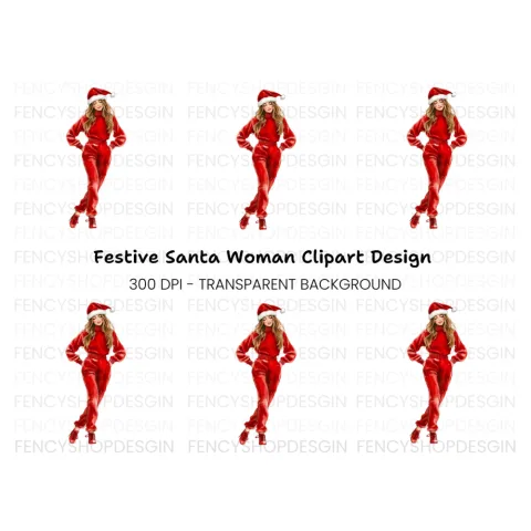 Stylish Christmas Girl Clipart Bundle