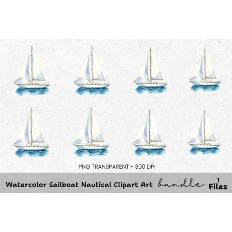 Sailboat Nautical Clipart Bundle