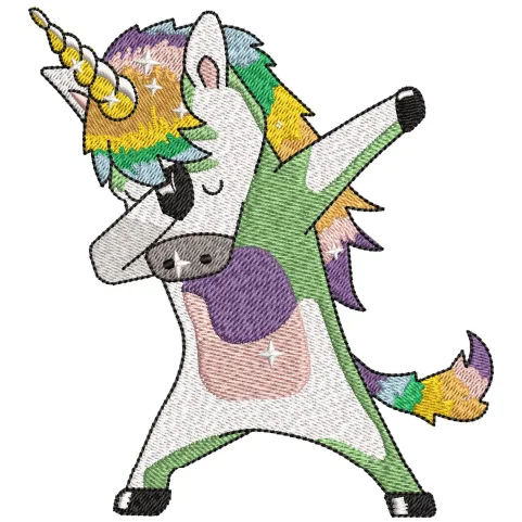 Dabbing Unicorn Embroidery Design