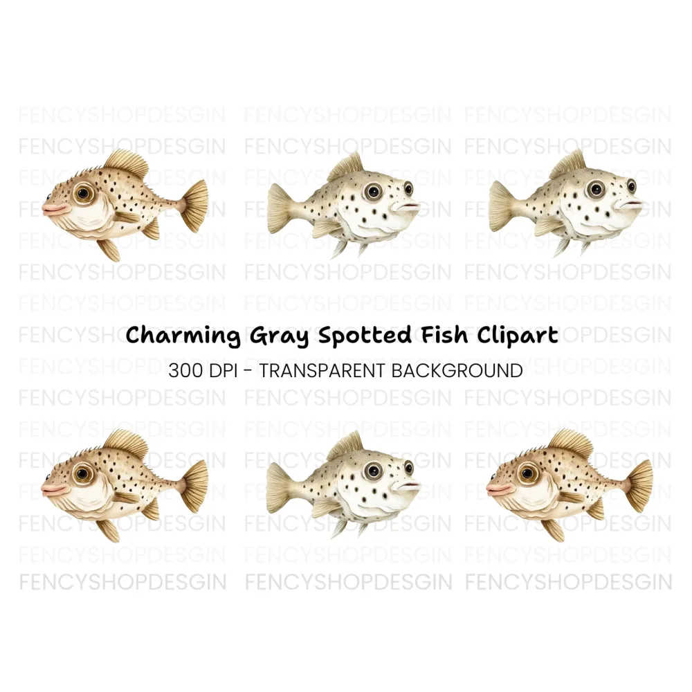 Cute Spotted Fish Clipart Bundle