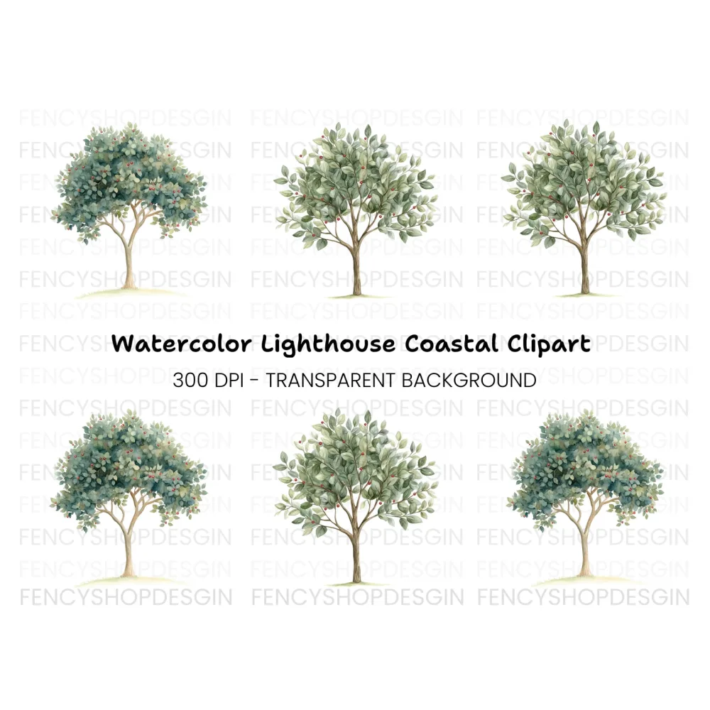 Berry Trees Clipart Bundle