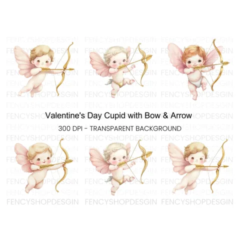 Cute Cupid Valentine Day Clipart Bundle