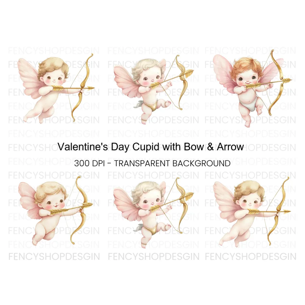 Cute Cupid Valentine Day Clipart Bundle