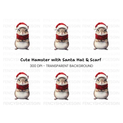 Cute Christmas Hamster Clipart Bundle