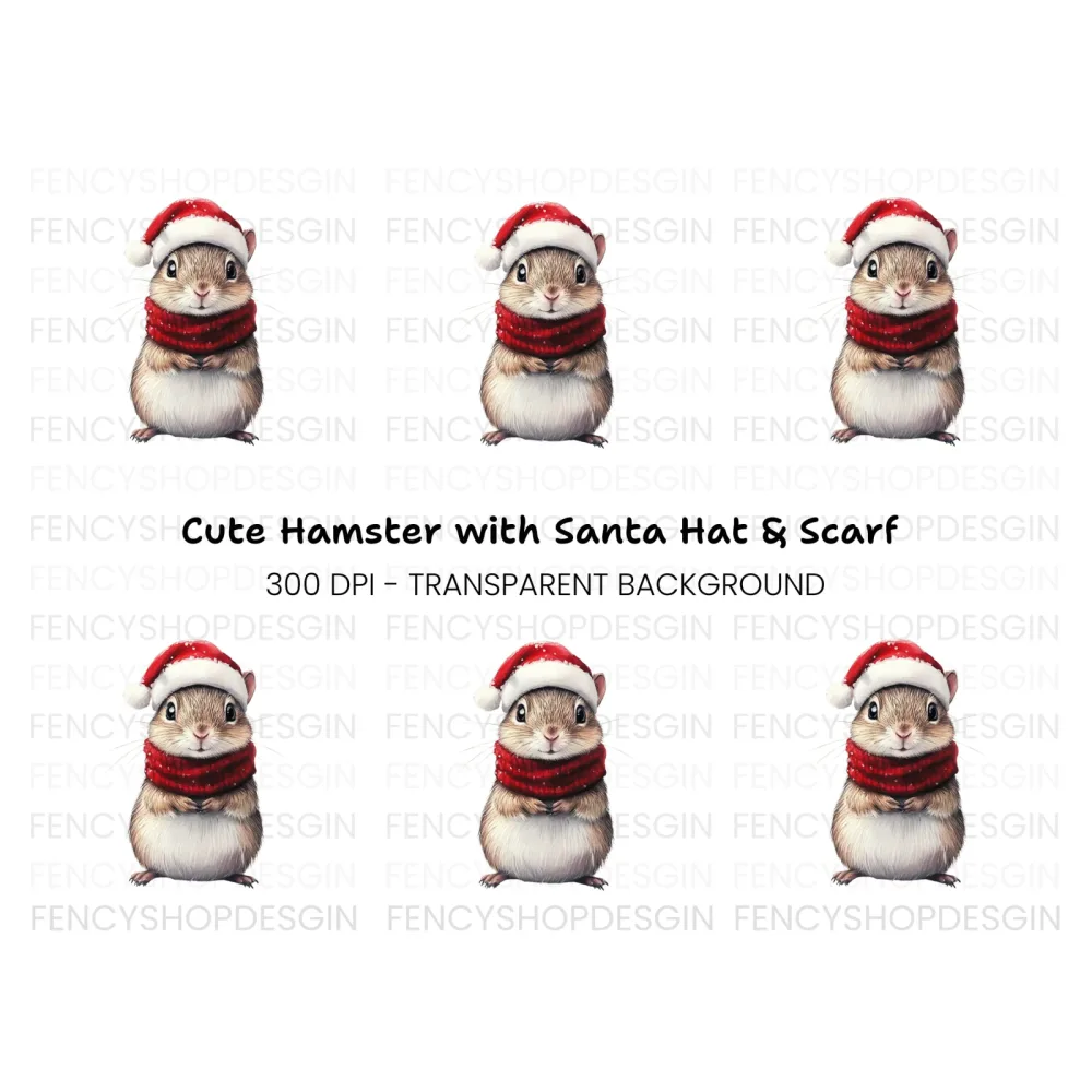 Cute Christmas Hamster Clipart Bundle