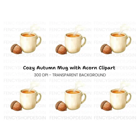 Cozy Autumn Acorn Clipart Bundle