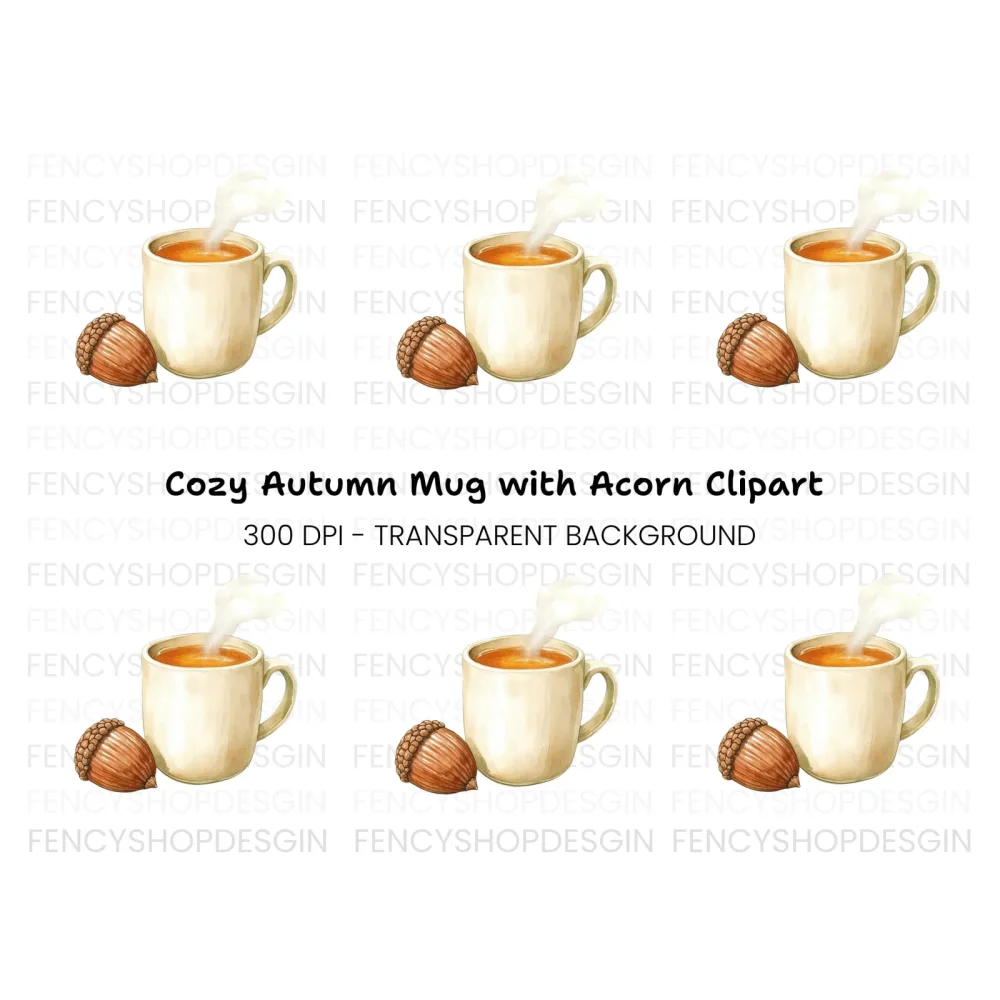 Cozy Autumn Acorn Clipart Bundle