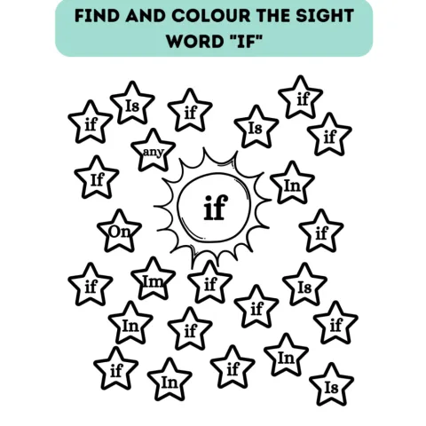 Sight Word Find and Color Worksheets