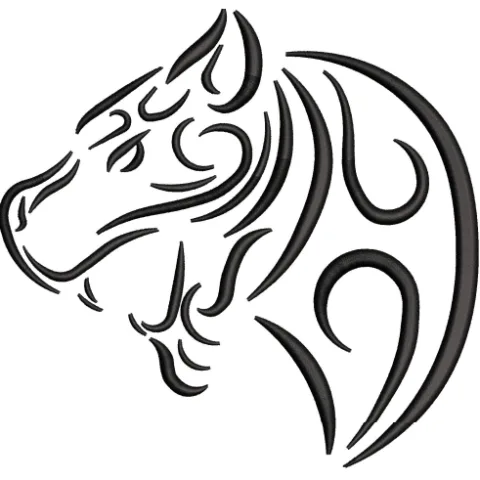 Tiger Face Line Embroidery Design