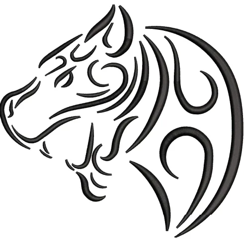 Tiger Face Line Embroidery Design