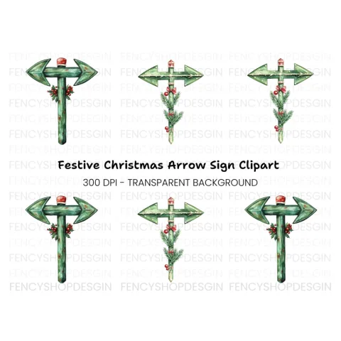 Christmas Arrow Sign Clipart Bundle