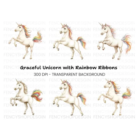 Graceful Unicorns Clipart Bundle