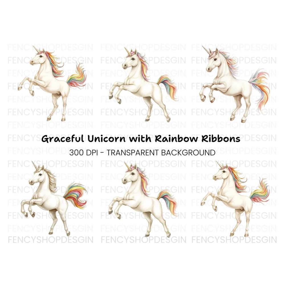 Graceful Unicorns Clipart Bundle