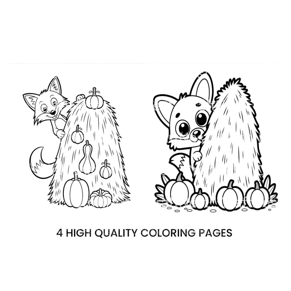 Autumn Fox and Pumpkins Coloring Books