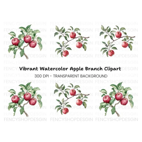Apple Branch Clipart Bundle