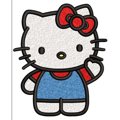 Blue Kitty Embroidery Design