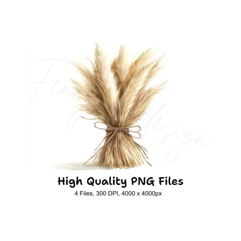Pampas Grass Bouquets Clipart Bundle